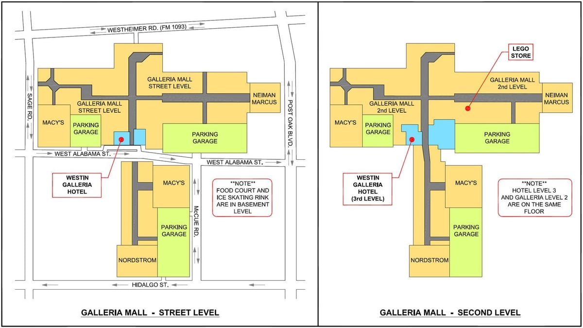 יוסטון Galleria mall מפה