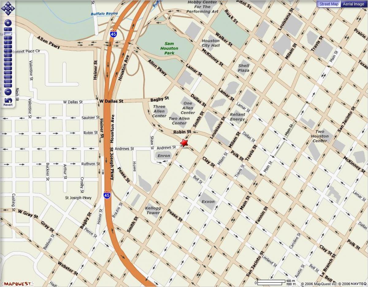 מפה של מרכז העיר יוסטון
