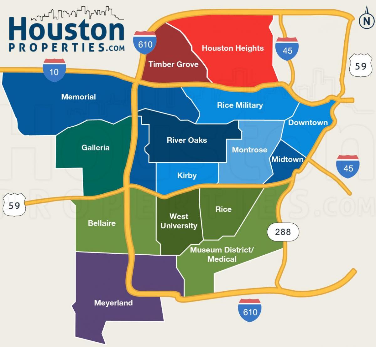 מפה של יוסטון שכונות