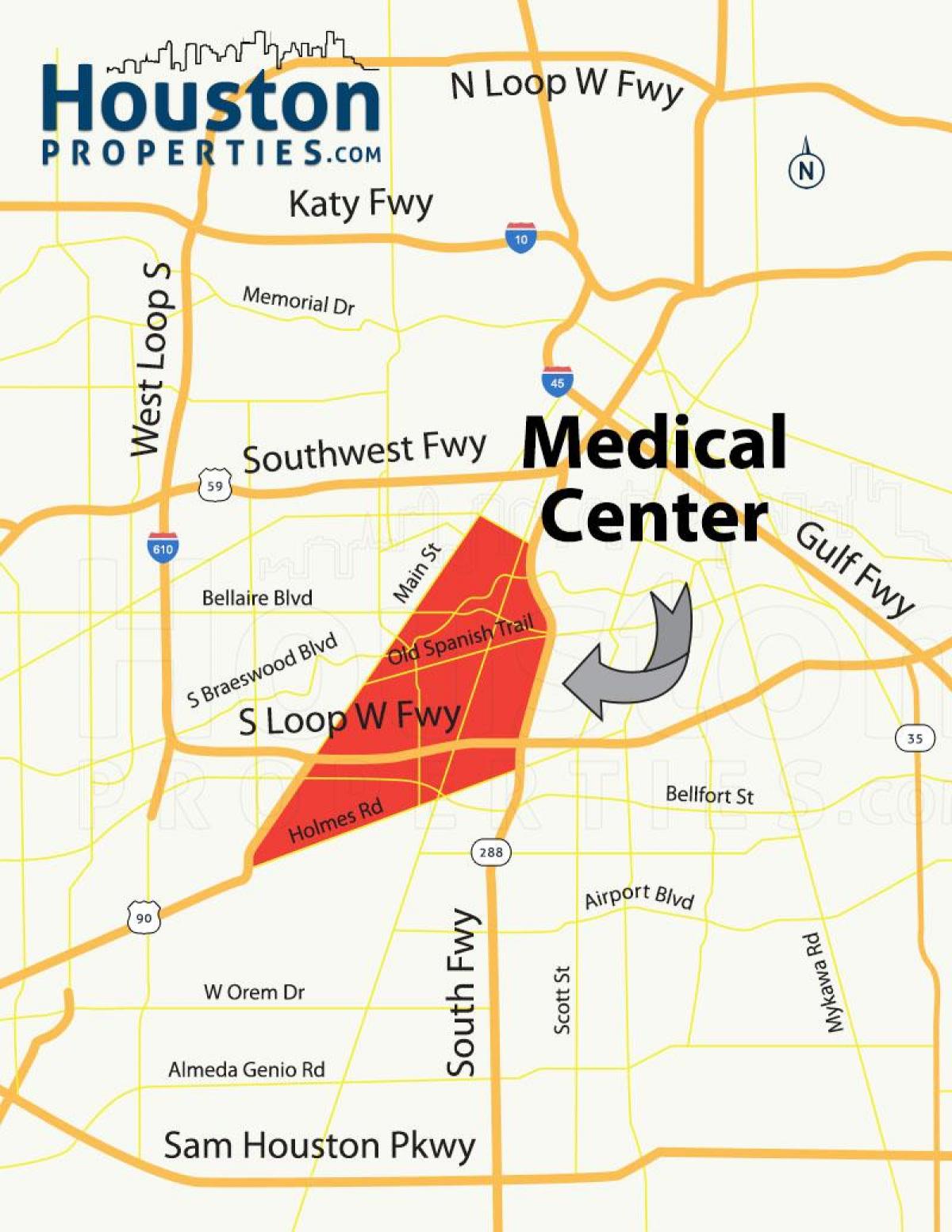 מפה של יוסטון מרכז רפואי